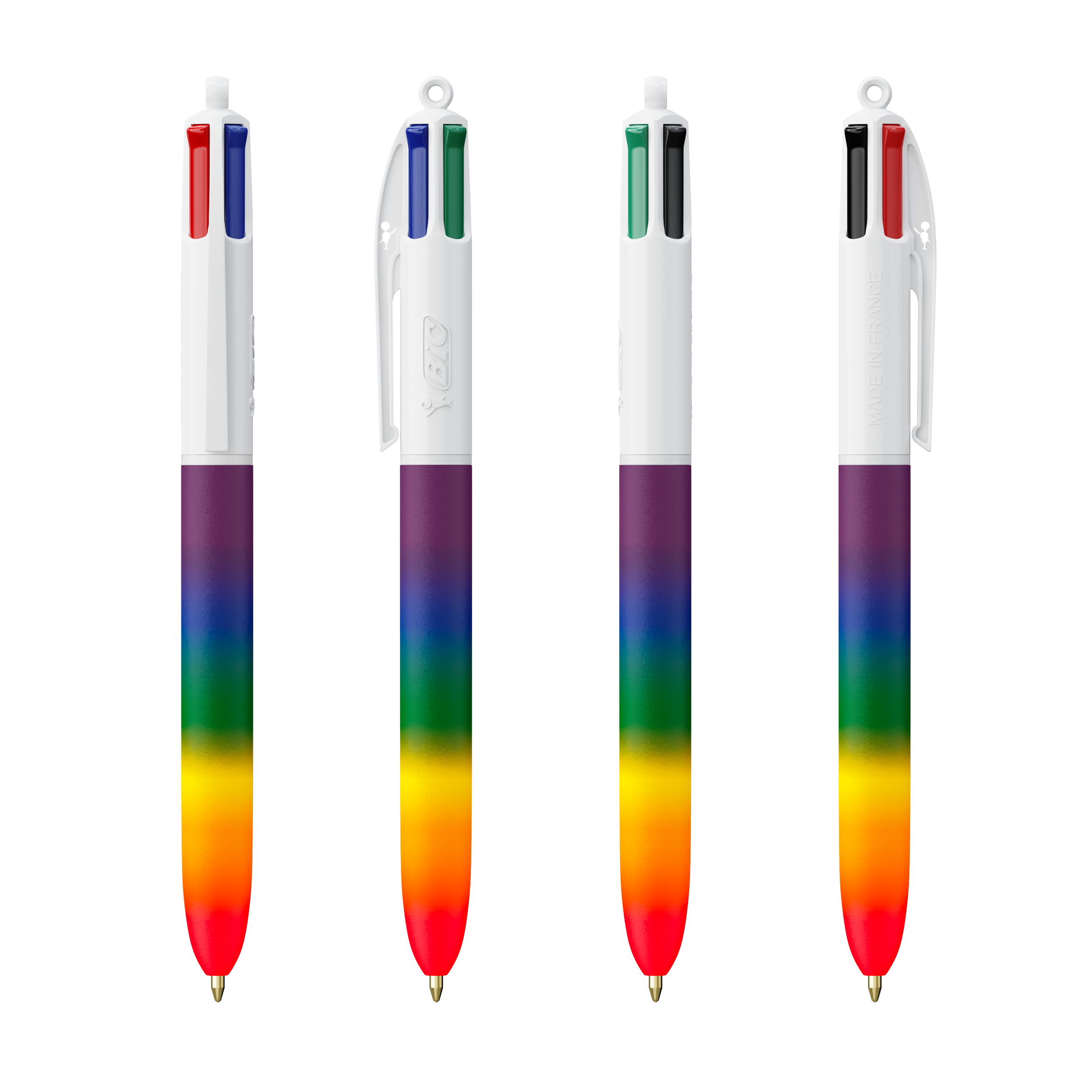 Stylo BIC® 4 Couleurs® Rainbow Decor personnalisable Couleur Vert - argent - rouge